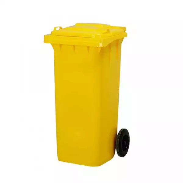 TEKERLEKLİ ÇÖP KONTEYNERİ 120 LT SARI